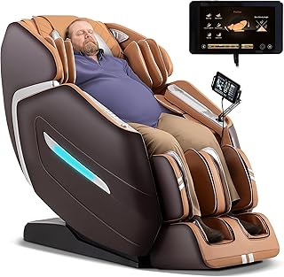 MassaMAX A580 2026 4D Massage Chair for Big & Tall People Full Body Massage Up to 6'10" & 500 lbs, Yoga Stretch, AI Voice Control, 22 Modes, 59" SL Track, Auto Footrest Extension, and Heating (Brown)