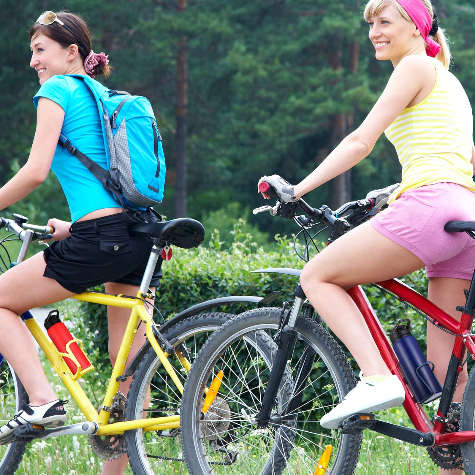 Set di 12 bottiglie d'acqua in alluminio sottovuoto in metallo per sport e bici, riutilizzabili, con coperchio, per palestra, sport, campeggio, escursionismo, pesca (680,4 g)