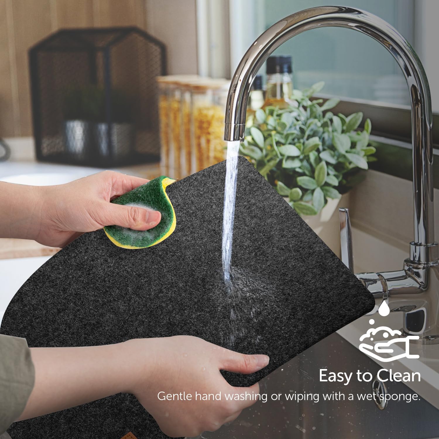 Set 12 Tovagliette Feltro Rotonde Lavabili - Antiscivolo, Resistente Al Calore Con Sottovaso, Blu Scuro - Foto 10