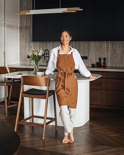 Miniatura 5 de MagicLinen 100% Linen Apron - Cooking, Gardening, Grilling, Painting Apron with Pockets - Perfect for Women and Men