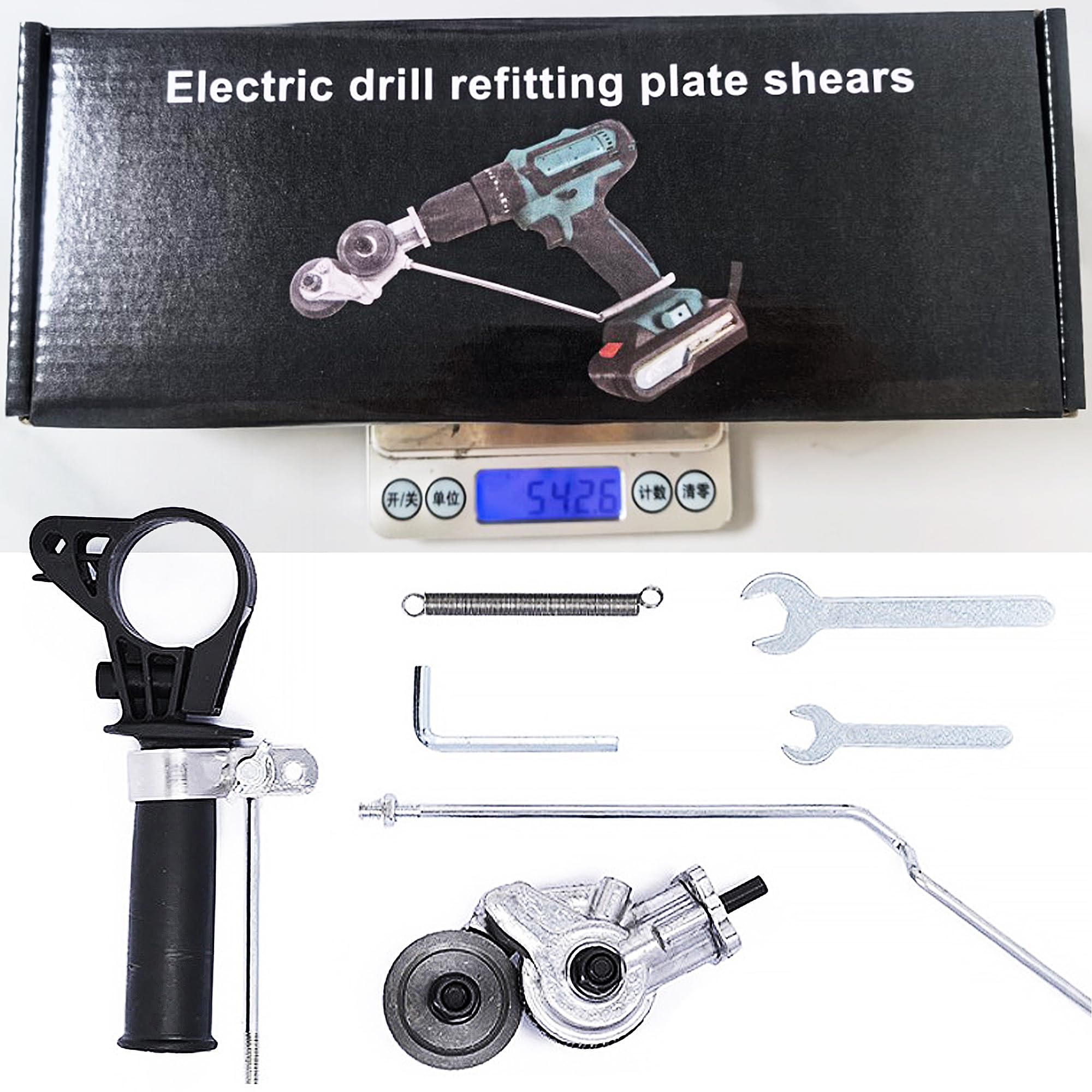Plaque de perceuse électrique en métal avec cisailles - Embout de grignoteuse, pinces à tôle pour visseuse sans fil, double tête de coupe, coupe-tôle pour visseuses sans fil, avec adaptateur et