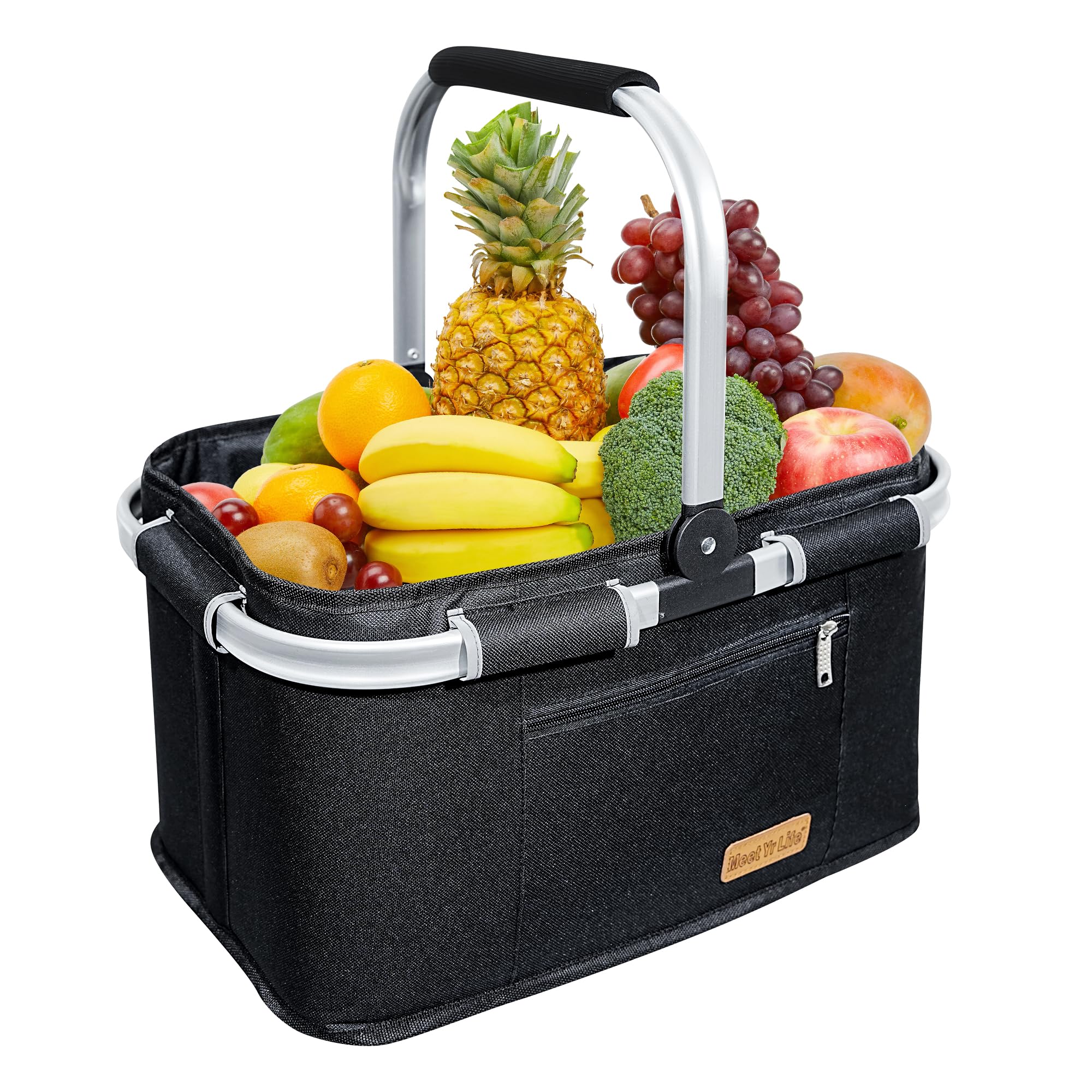 ABIUBIU 34L Kühltasche Einkaufskorb Picknickkorb Große isolierte Kühlkorb Lunchtasche Thermo Tasche für Büro Camping Picknick Reisen Seitenstütze Aufrecht Halten