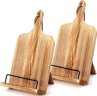 2 Pcs Kitchen Cookbook Stand Wood Cookbook Stand for Kitchen Counter Adj...