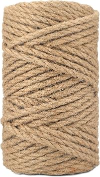 jijAcraft Natural Jute Twine - 164 Feet, 1/4 Inch 6mm Garden Twine for Climbing Plants and Crafts