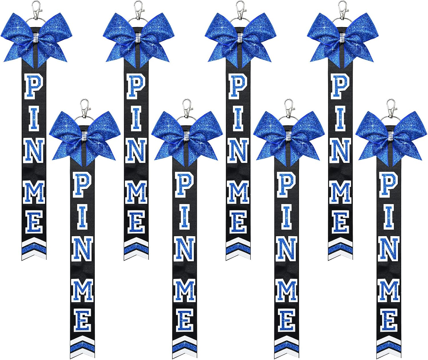 DEEKA Cheer Pin Me Ribbon for Backpack Glitter Cheerleader Keychain Bulk Cheer Gifts