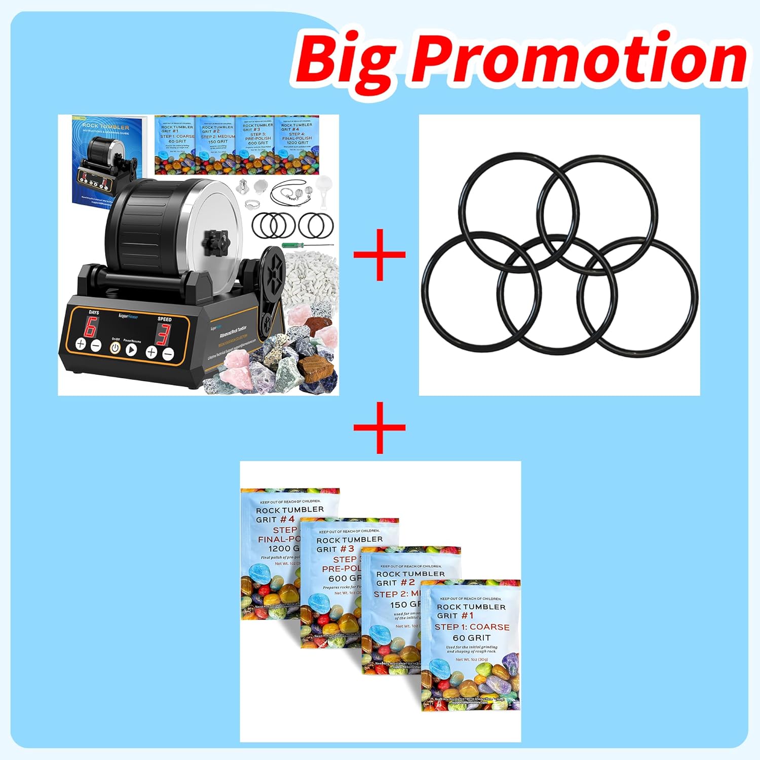 KomeStone Professional Rock Tumbler Kit & Tumbler