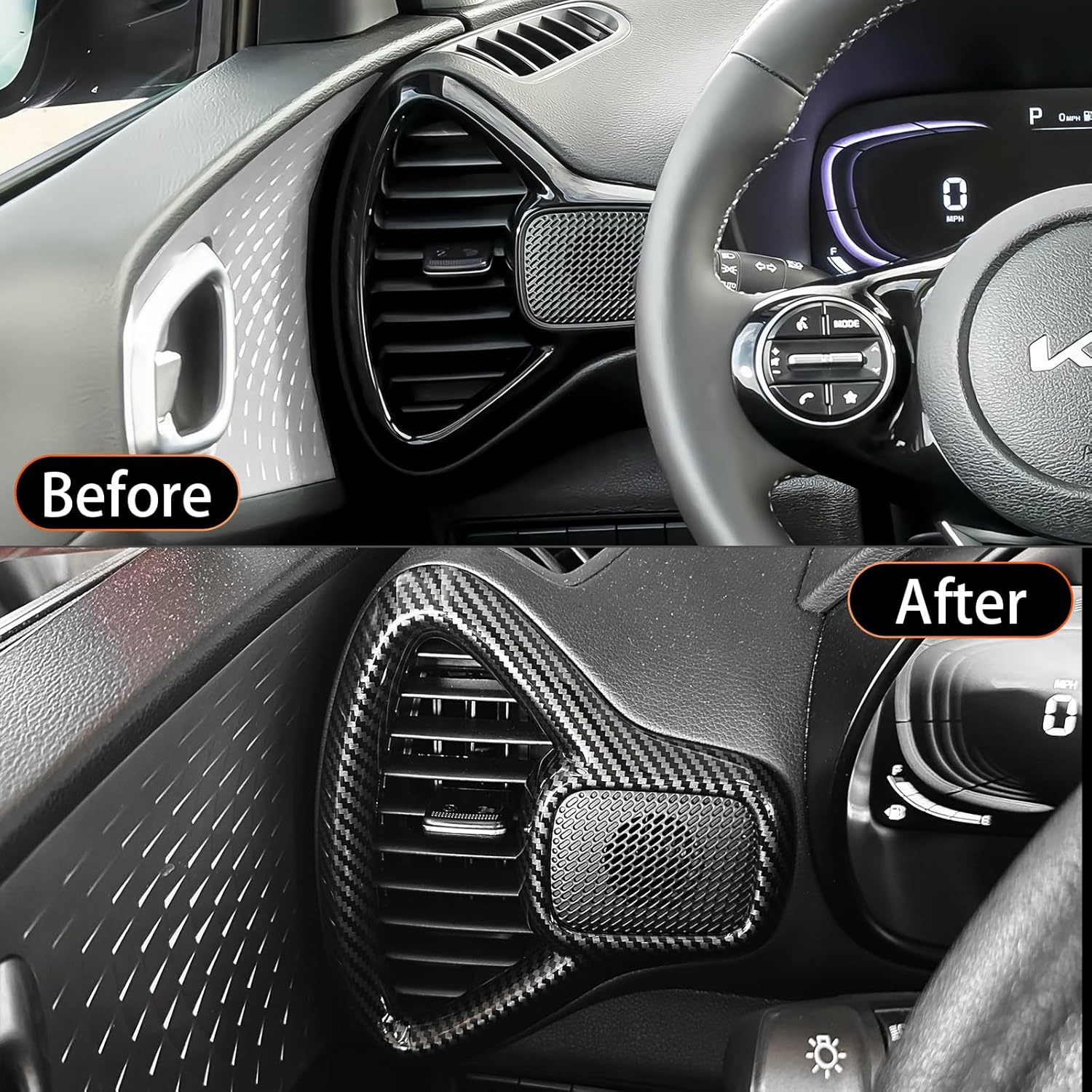 YOUTOOCAR 2PCS Side Air Vent Covers Compatible with Kia Soul 2020-2026 Accessories (Carbon Fiber Pattern)