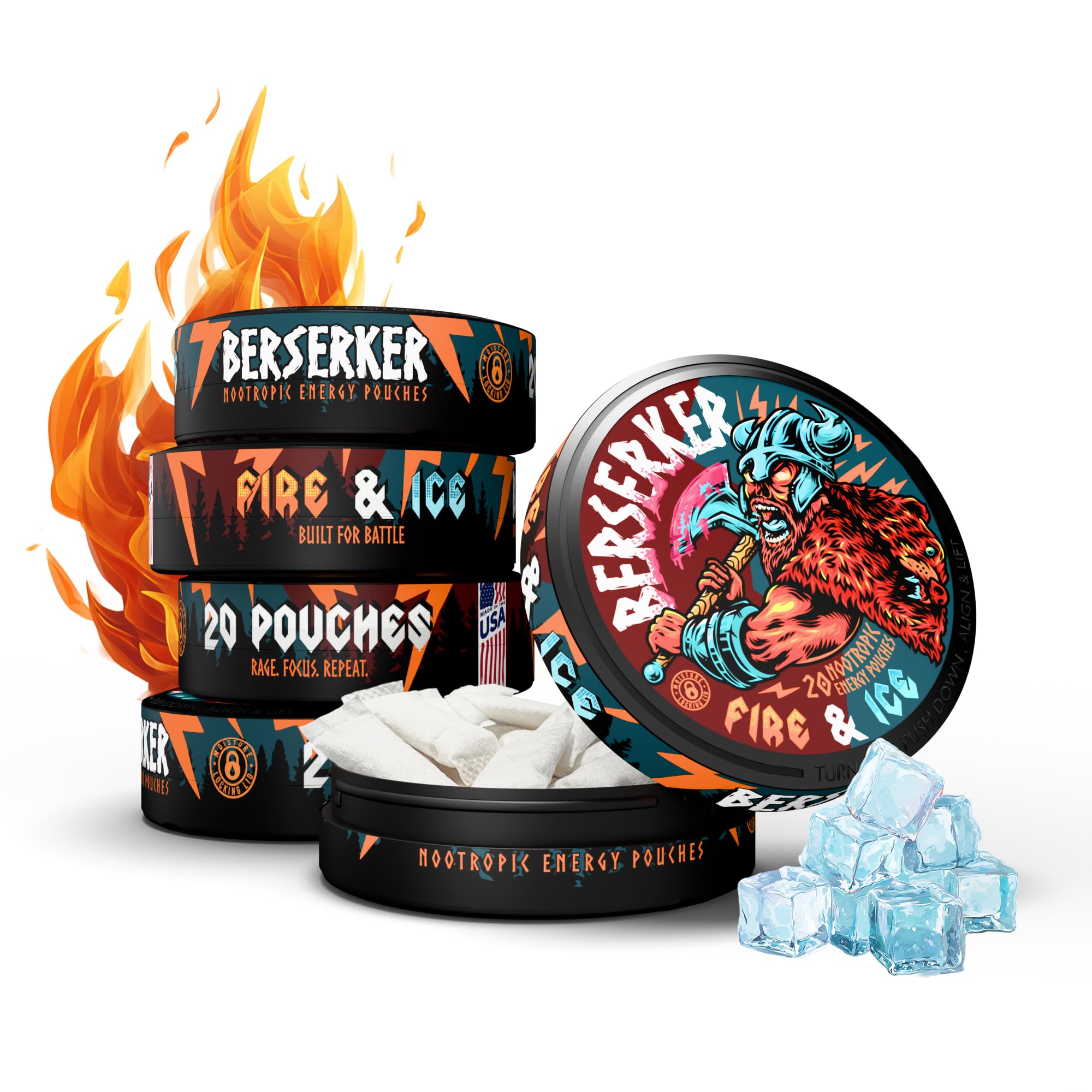 サノバロックheat MOON heart & gut vibes EARTH Amazon.com: Berserker Focus Pouches - Fire & Ice - Caffeine