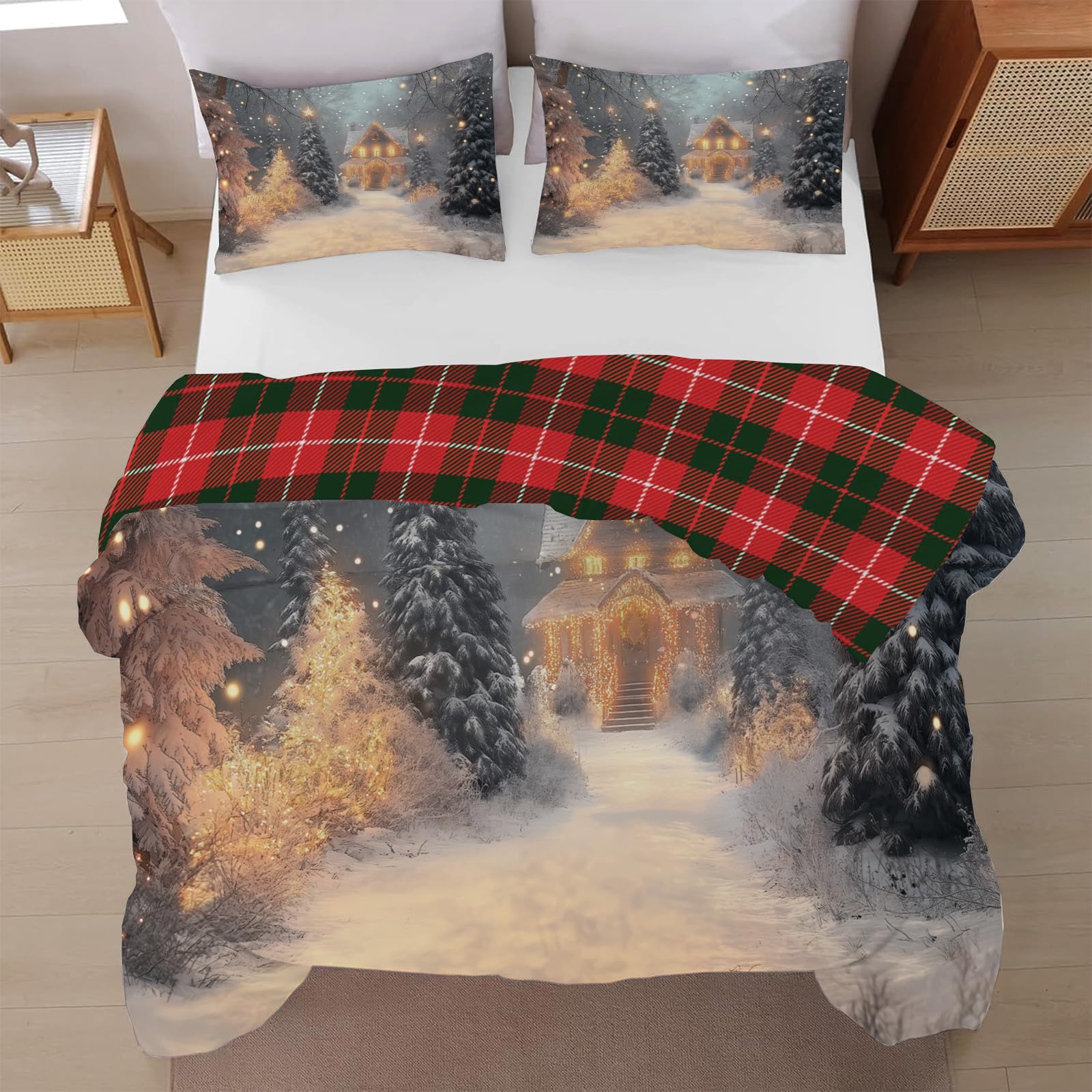 Funda nórdica de árbol de Navidad tamaño King para abrigar camas grandes en invierno