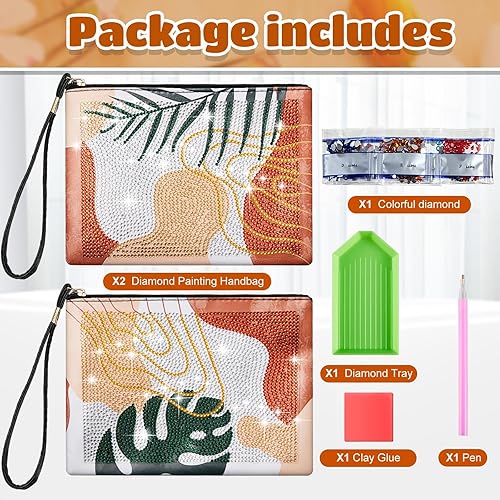 Vista 55 de Geyoga 2 piezas de monederos de pintura de diamantes 5D DIY pintura de diamante bolso de mano arte muñeca bolsa de mano para mujeres niñas arte arte