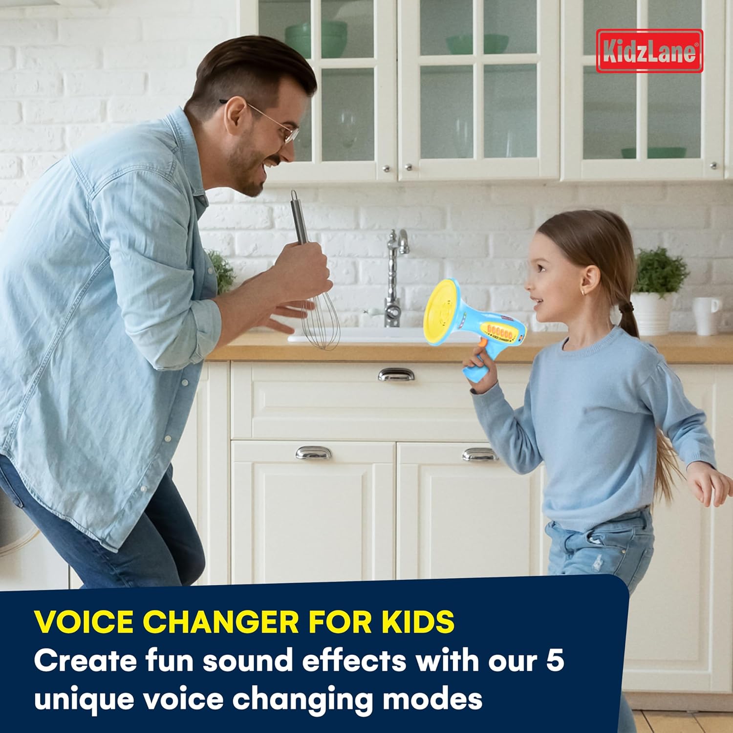 Kidzlane Voice Changer for Kids - Megaphone with LED Lights and 5 Sound Effects - Voice Changer Toy for Boys and Girls Age 5 and Up - Blue - Image 2