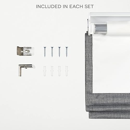 Miniatura 5 de Exclusive Home Frontera - Persiana romana 100% opaca, 31 x 64 pulgadas, color blancogris