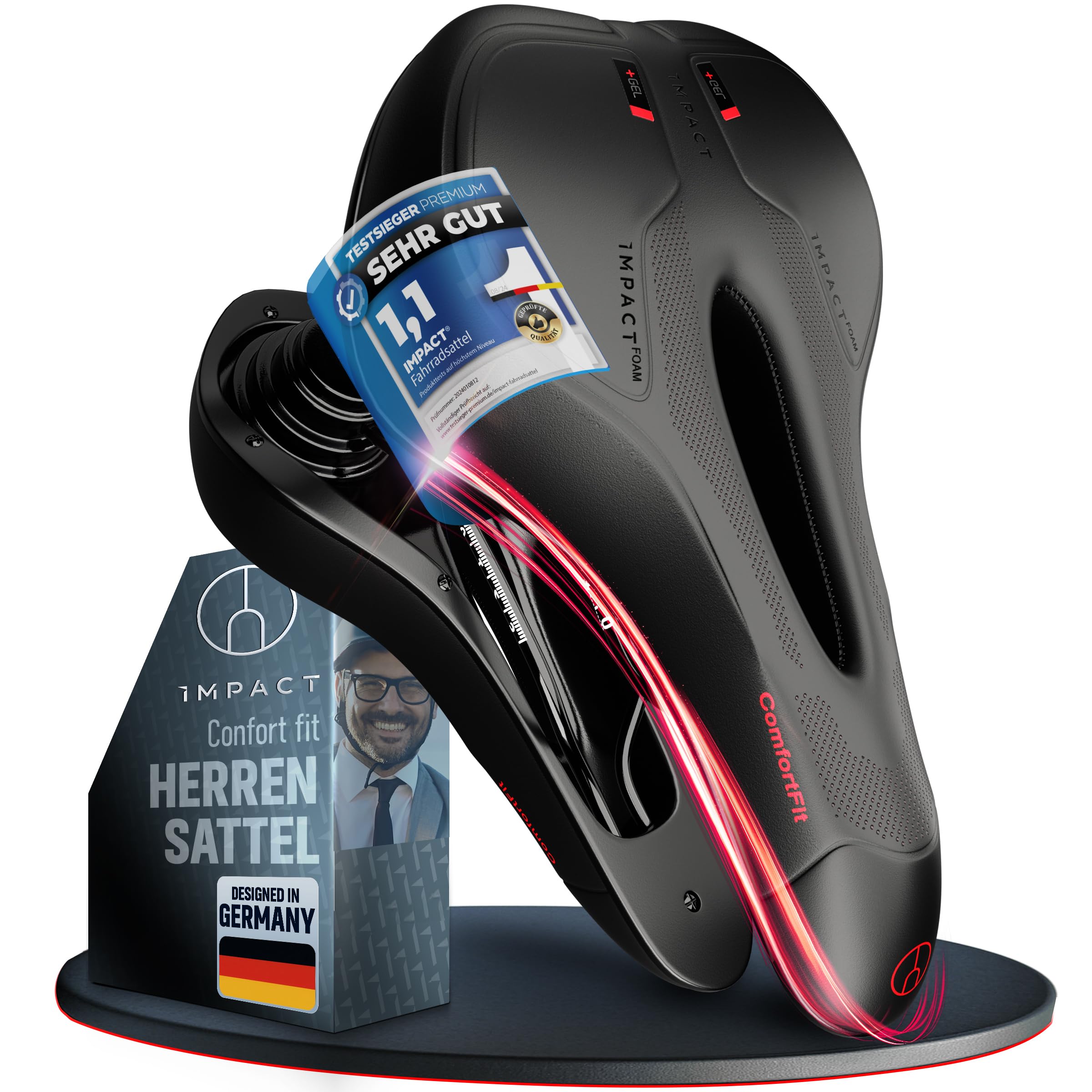 Impact ComfortFit Fahrradsattel Herren Damen  Ergonomisch, Bequem &  Schmerzfrei  Weicher Prostata- und Gel-Sattel fr Mountainbike, MTB, City,  Trekking & E-Bike : Amazon.de: Sport & Freizeit