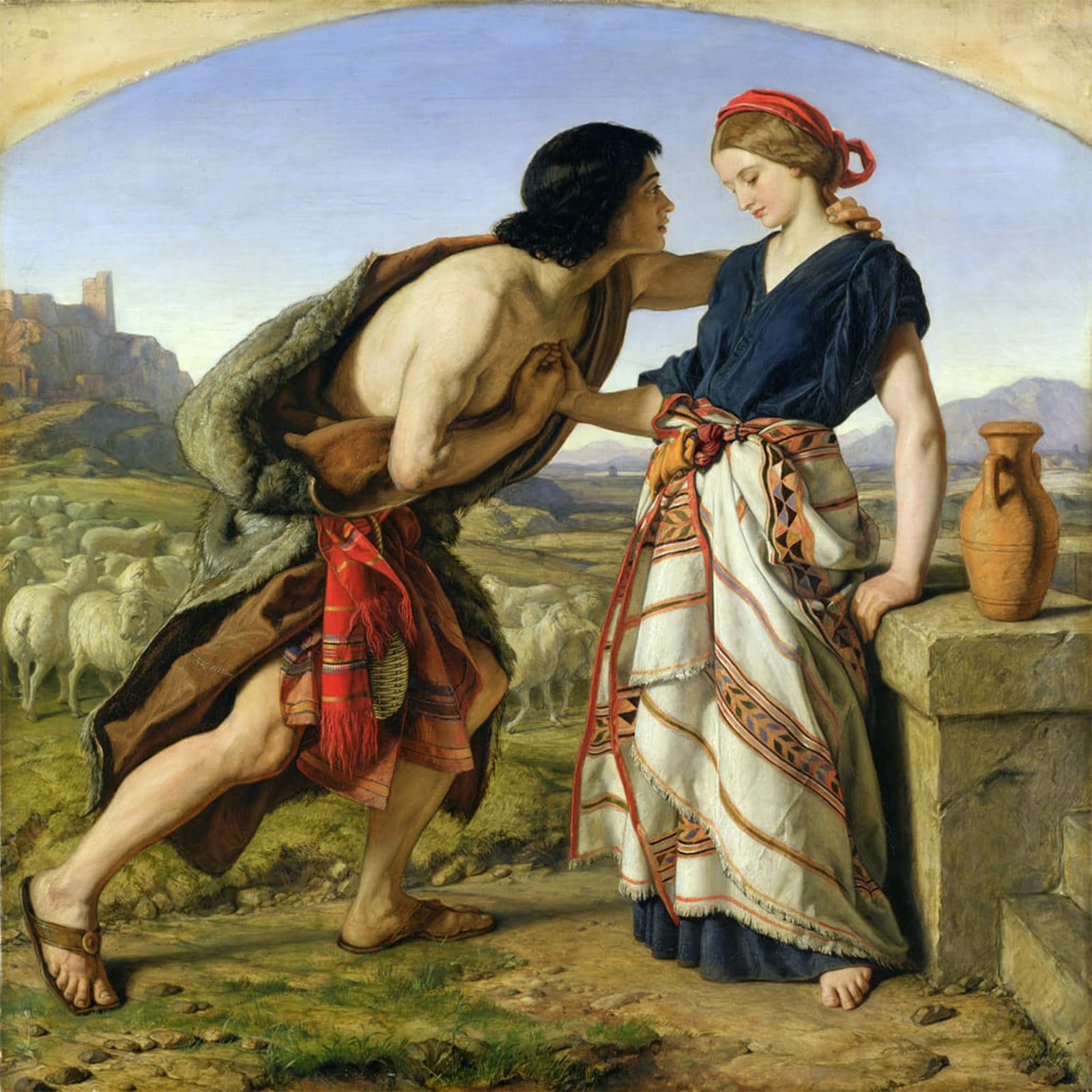 ARTXLXXBN Famous Painting Canvas Artwork Graffiti Print the Meeting of Jacob and by William Dyce Portrait Canvas Image for Home Decor 60x90cm