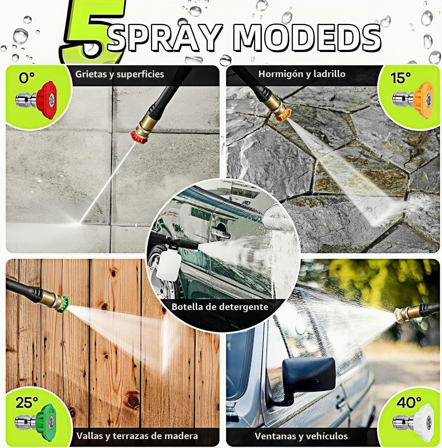 Hidrolimpiadora de Alta Presion, 2200W 150Bar Presión de Trabajo, Caudal 540L/H con Boquilla Ajustable, Hidrolimpiadora Profesional para Coches, Vallas, Patios | Manguera de 10 m Incluida