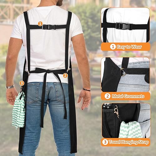 Miniatura 2 de HODRANT Heavy-duty BBQ Grilling Apron, Outdoor Cooking Apron for Men & Women Chef with Dual Shoulder Straps & Adjustable Buckle, Anti-oil Kitchen