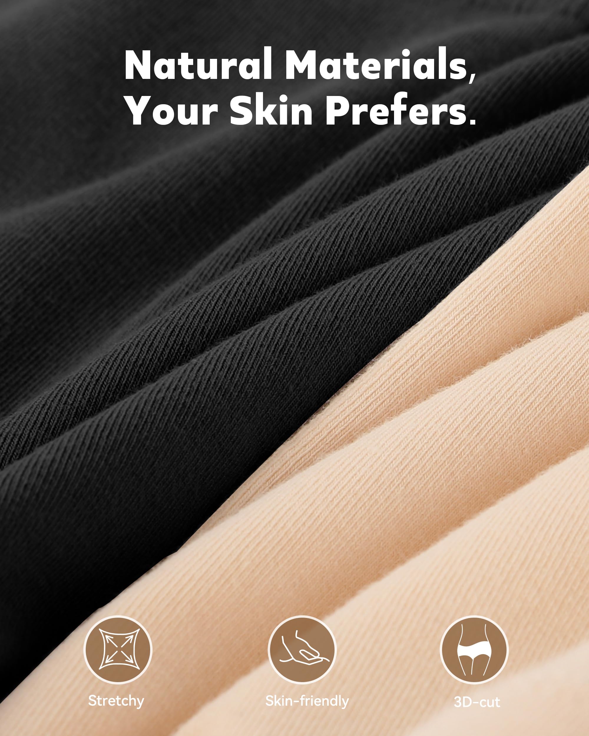 BAMBOO COOL Calzoncillos tipo bóxer para mujer, sin costuras, cintura media, elásticos, absorben la humedad, paquete de 5