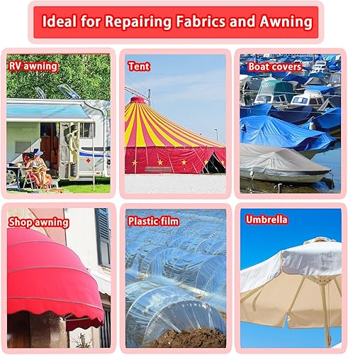 Miniatura 4 de Birllaid Cinta de reparación de toldo de 39 pies cinta de reparación para lona cinta de reparación de tiendas de campaña para lona cinta de