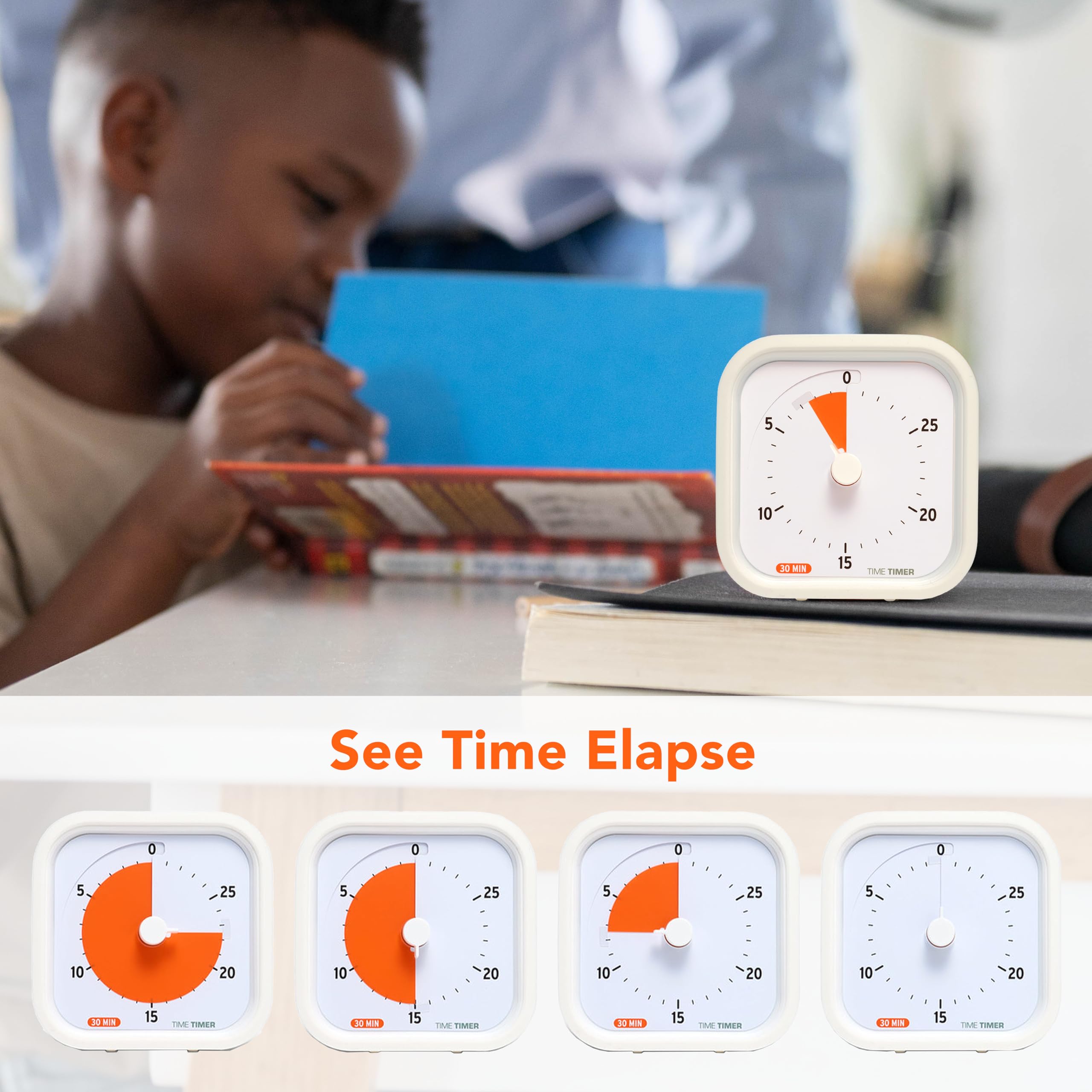 TIME TIMER 30 Minute MOD Education Edition ?— Visual Timer with Desktop Software for Kids Classroom Learning, Session Timer, Study Tool and Office Meetings with Silent Operation (30min)