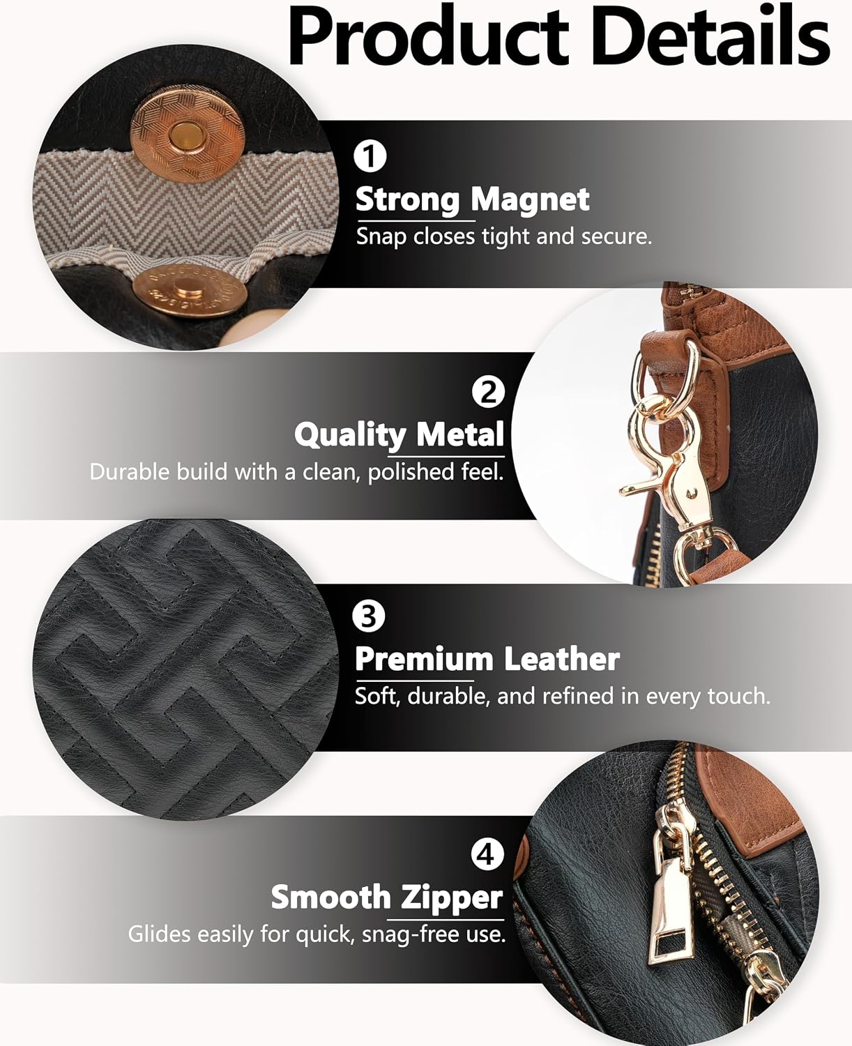 Large Crossbody Bags for Women,Built-in Wallet Vegan Leather Purse