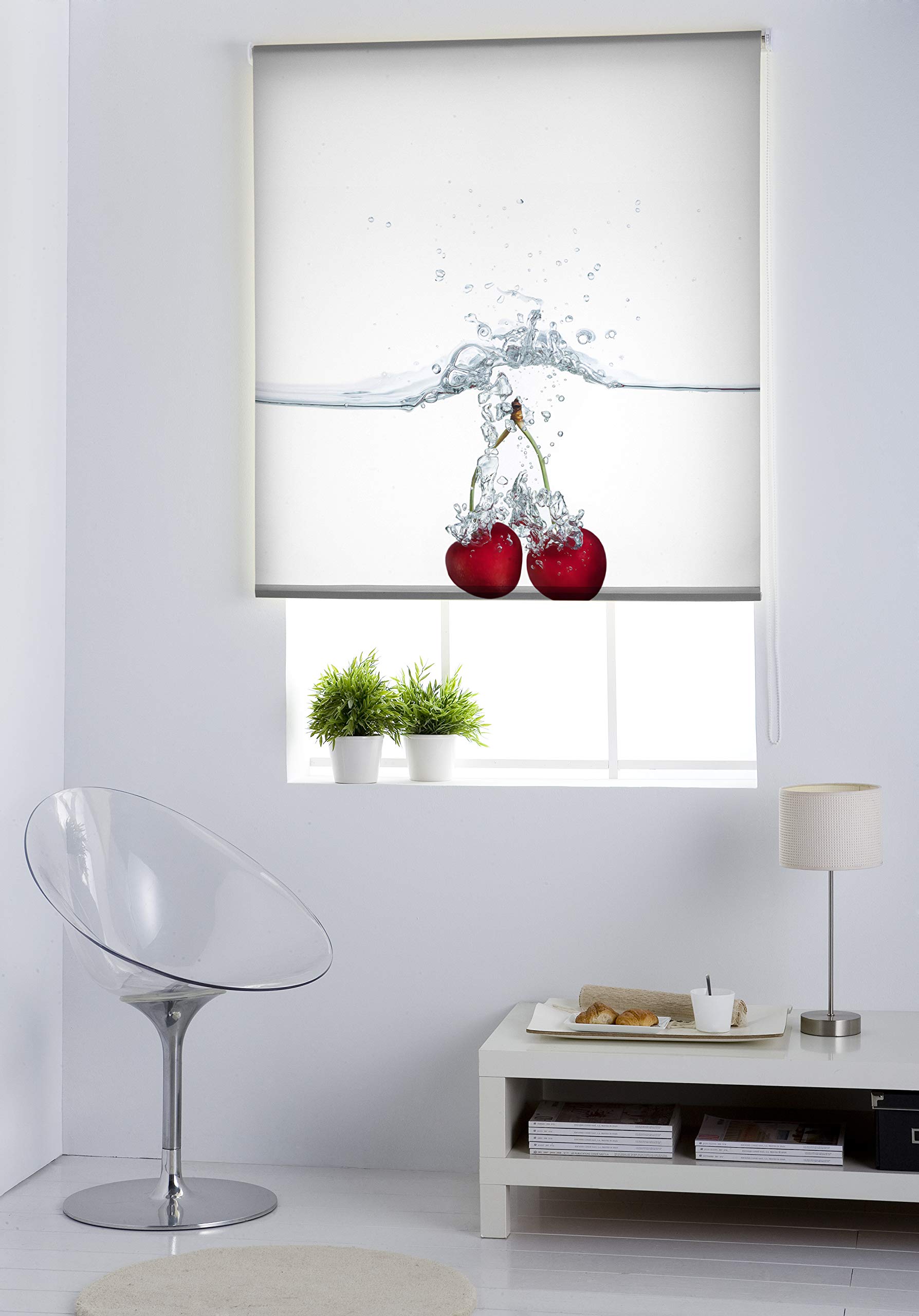 Estoralis Cocina| Estor Enrollable Diseño Moderno|Sin Taladrar Translúcido Estampado | Modelo C-101 | 100 x 150 cm (Ancho/Alto) Tamaño Tela 97 x 150 cm | Estores para Ventanas y Puertas