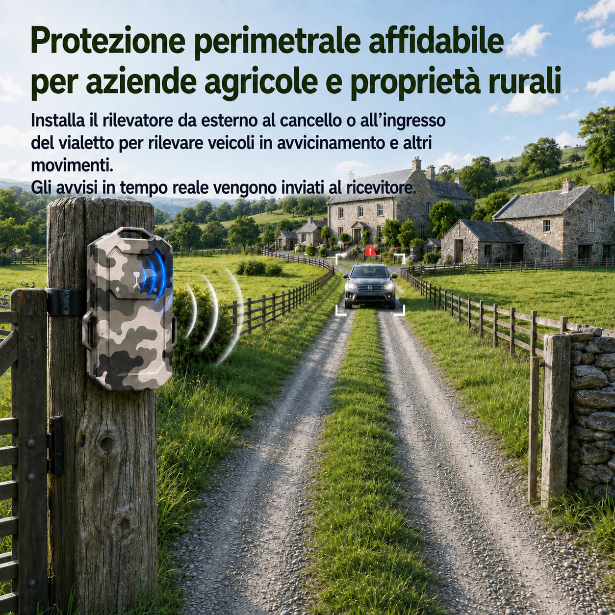 LETWESAF Allarme radar perimetrale per campeggio, portata 800 m, mimetico | Radar da 24 GHz per rilevare i movimenti; portata wireless di 800 m, ricaricabile e IP66 – per campeggio, camper e proprietà.