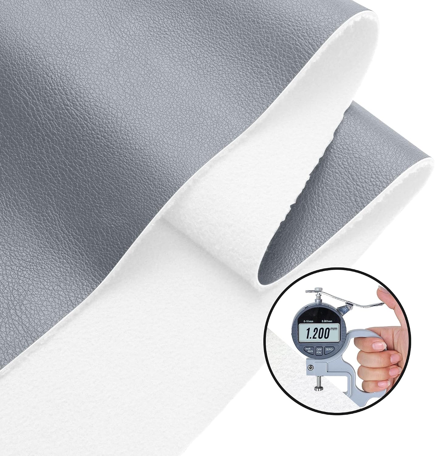 Upholstery Fabric - Faux Leather Sheets PU Material 1.2mm Thickness Soft and Elastic Apply to Outdoor Boat Automotive DIY Sell By Yard(Gray 1Y)