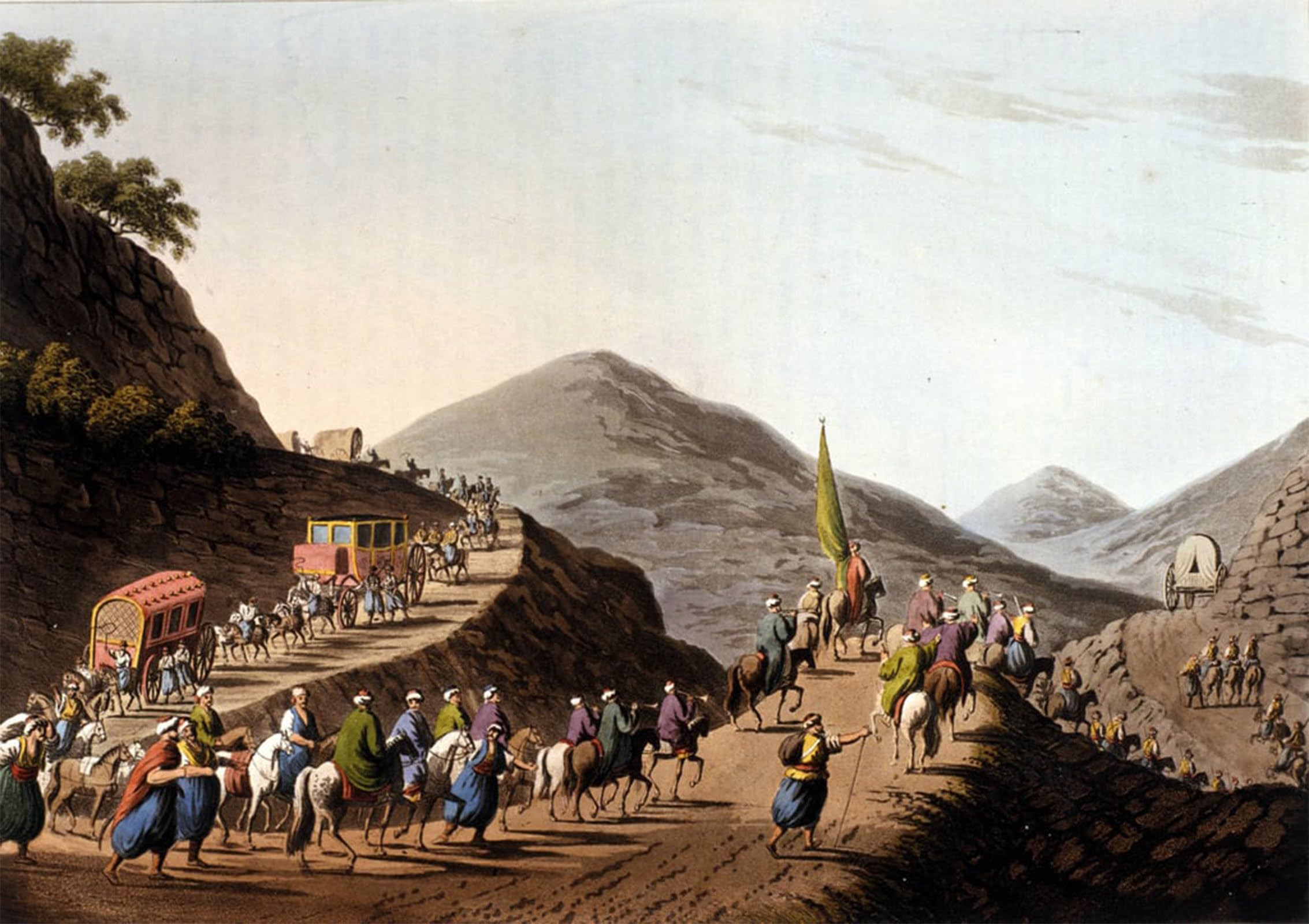 ARTXLXXBN Famous Painting Art Wall Decor Abstract Art Picture Exodus on the Roads of the Balkans Mountains in Views in the Ottoman Dominions by Mayer Animal Pictures for Home Decor 60x90cm