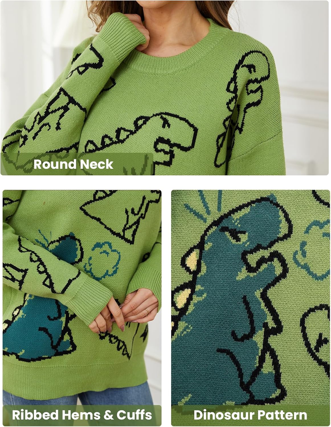 Arssm Dinosaur Sweater Women y2k Vintage Oversized Graphic Streetwear Knit Sweater Casual Cute Kawaii Tops - Image 6