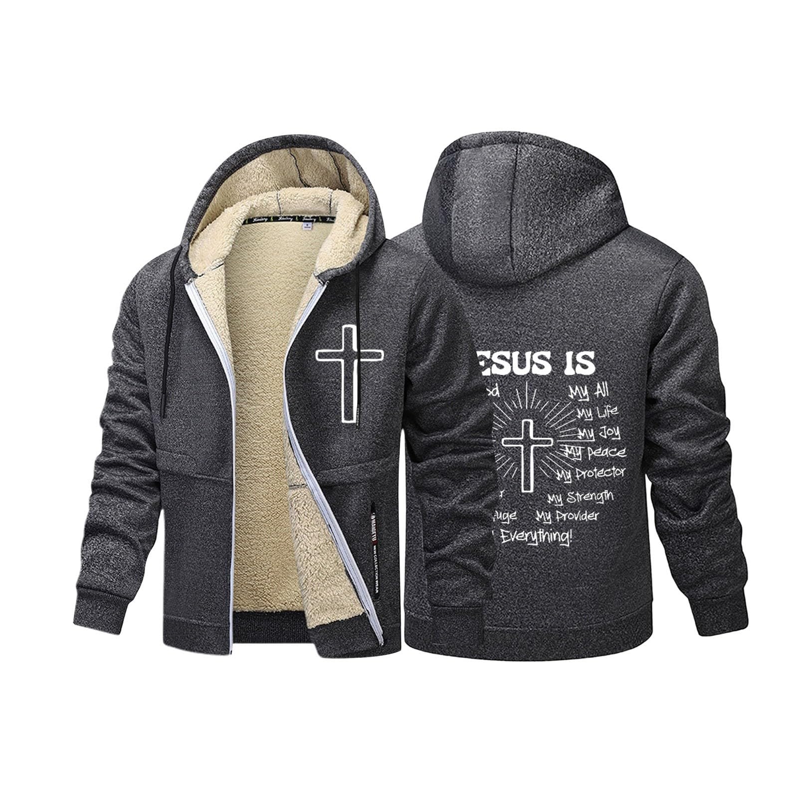 Generisch Veste polaire doublée avec capuche, manteau d'hiver chaud avec fermeture éclair intégrale, pull doux et chaud pour temps froid, douillet et confortable