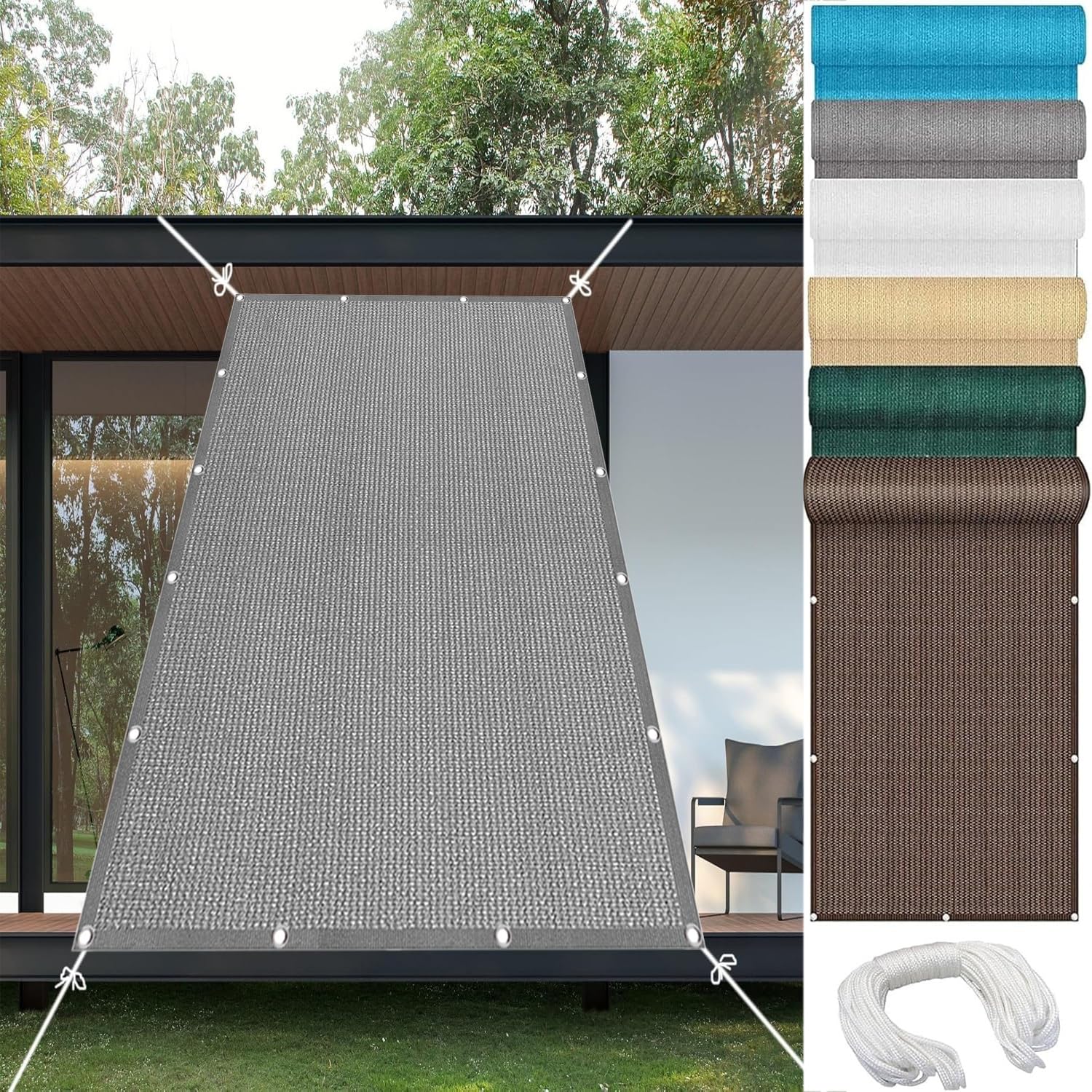 Toile d'ombrage contre la chaleur et le vent solution respirante anti-UV pour terrasse