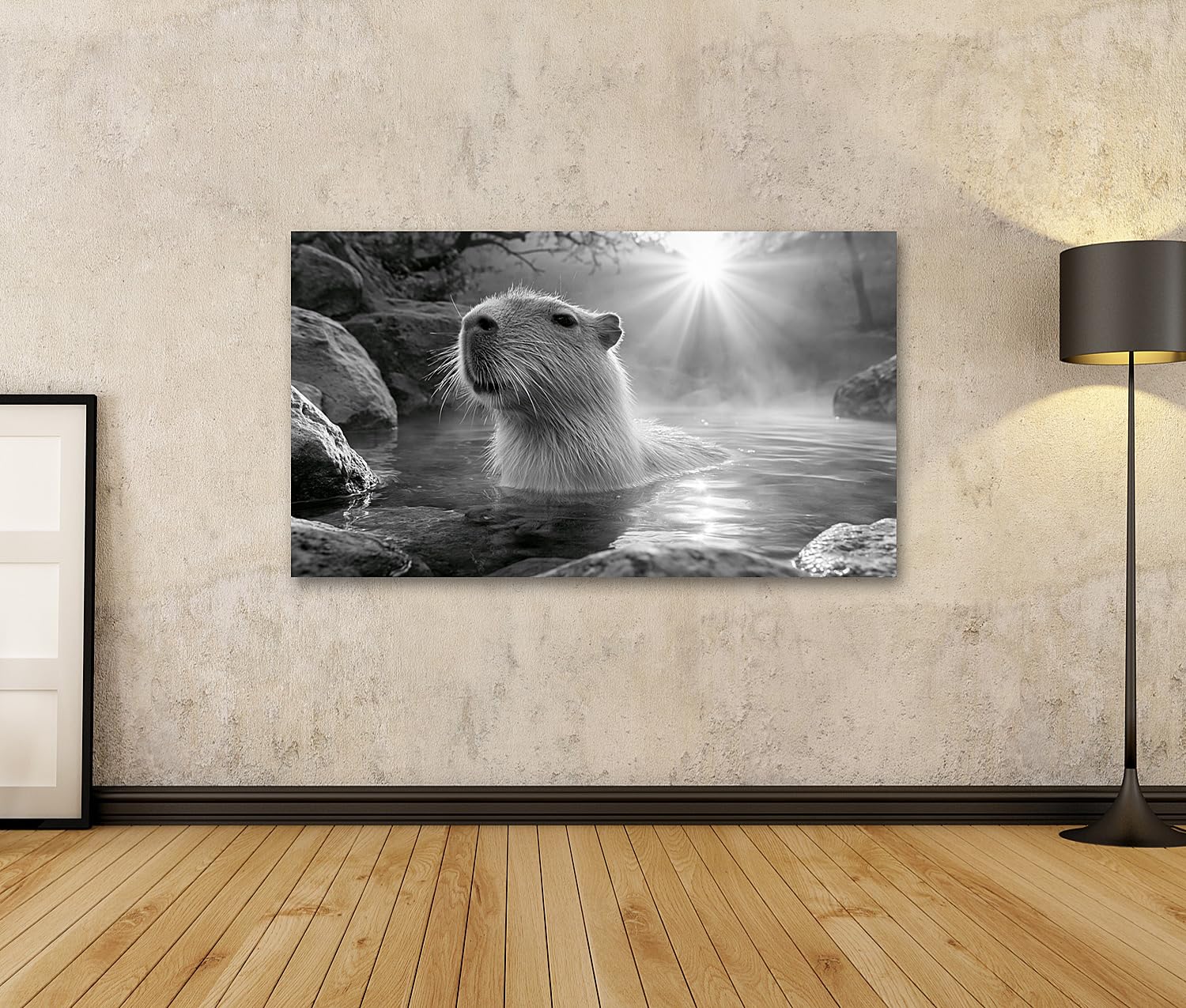 islandburner Cuadro sobre lienzo Relajante Capybara Mural Salón Decoración para Animales Amigos – Edición S2