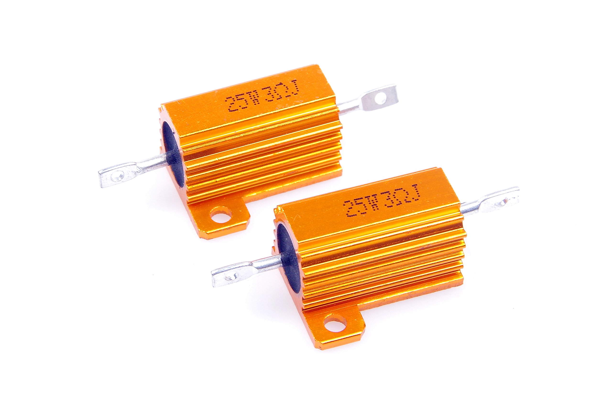 25 Watt 3 Ohm 5% Wirewound Resistor Electronic Aluminium Shell Resistor Gold (Pack of 2)