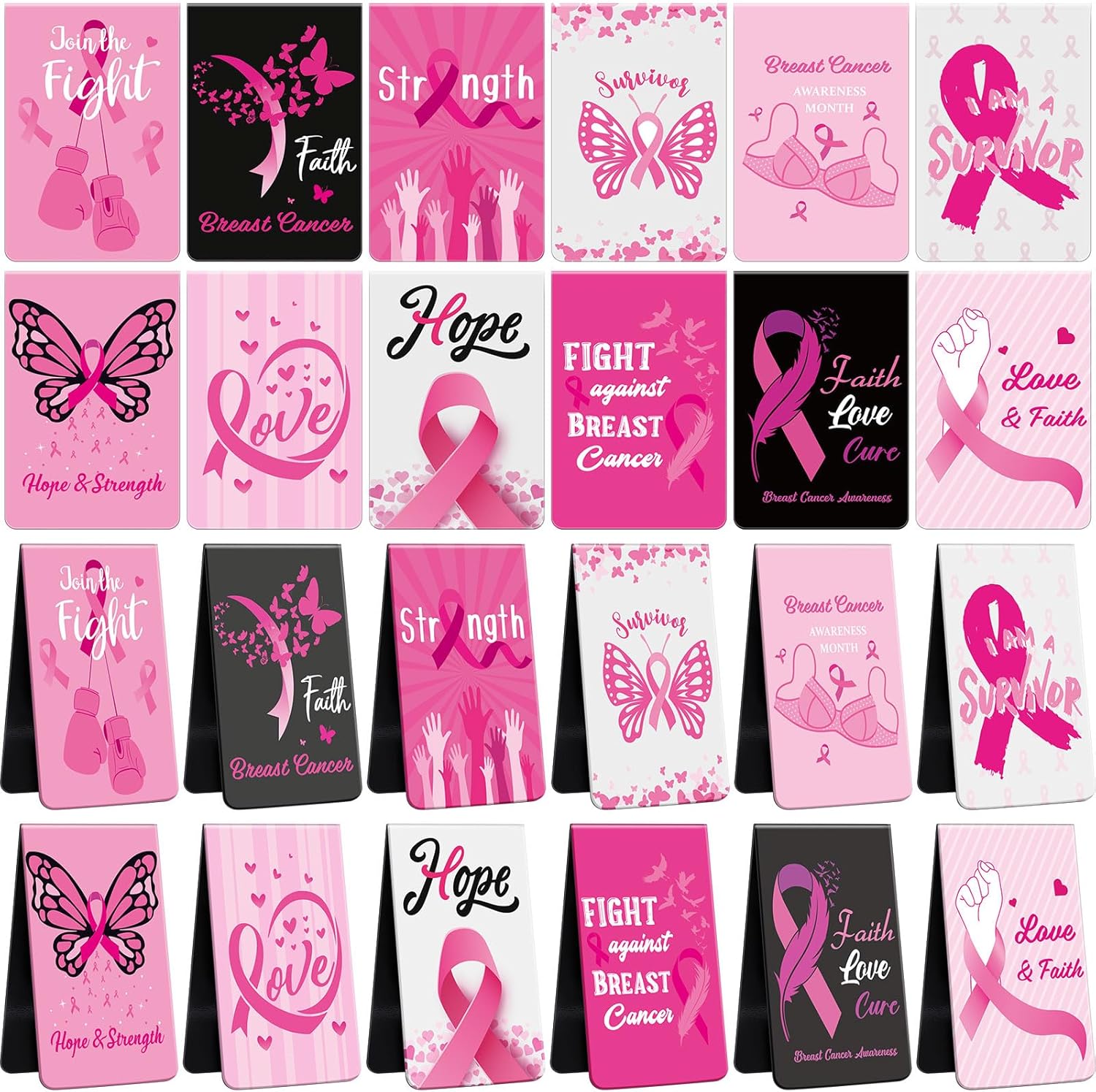 Cholemy 24 Pcs Breast Cancer Awareness Gift Pink Ribbon