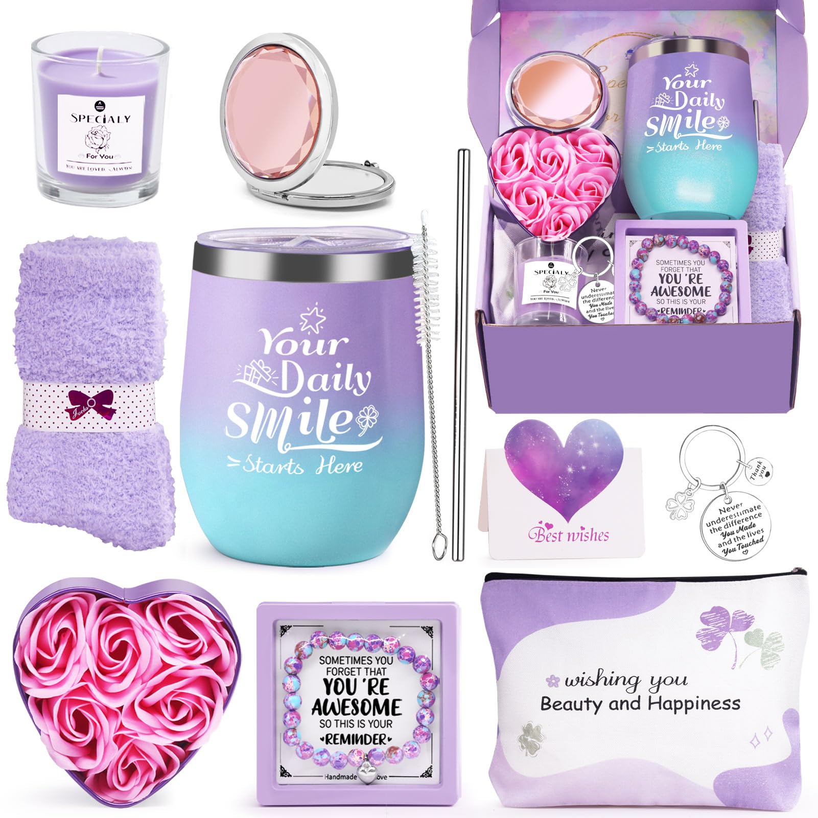 RYLIFEOGI Birthday Gifts for Women, 10PCS Exquisite Gifts Sets with Tumbler