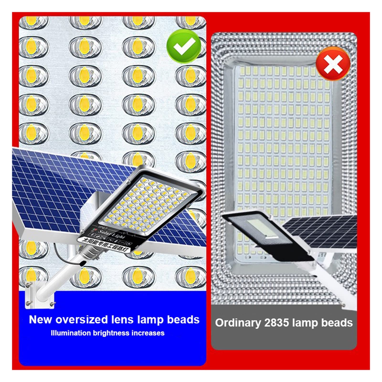 Lampy Solarne Zewnątrz, 500000LM Led Solar Light Outdoor Garden Aluminiowa słoneczna lampa uliczna z pilotem IP65 Solar Kinkiet,Do ogrodu, ulicy, werandy(1000w)