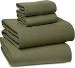 RUVANTI Flannel Sheets – Queen Sheet Set, Ultra Soft & Cozy Double Brushed, 15" Deep Pocket, 360° Elastic for Secure Fit, No Pilling, 4 Pieces (Flat, Fitted, 2 Pillowcases), Olive Stone