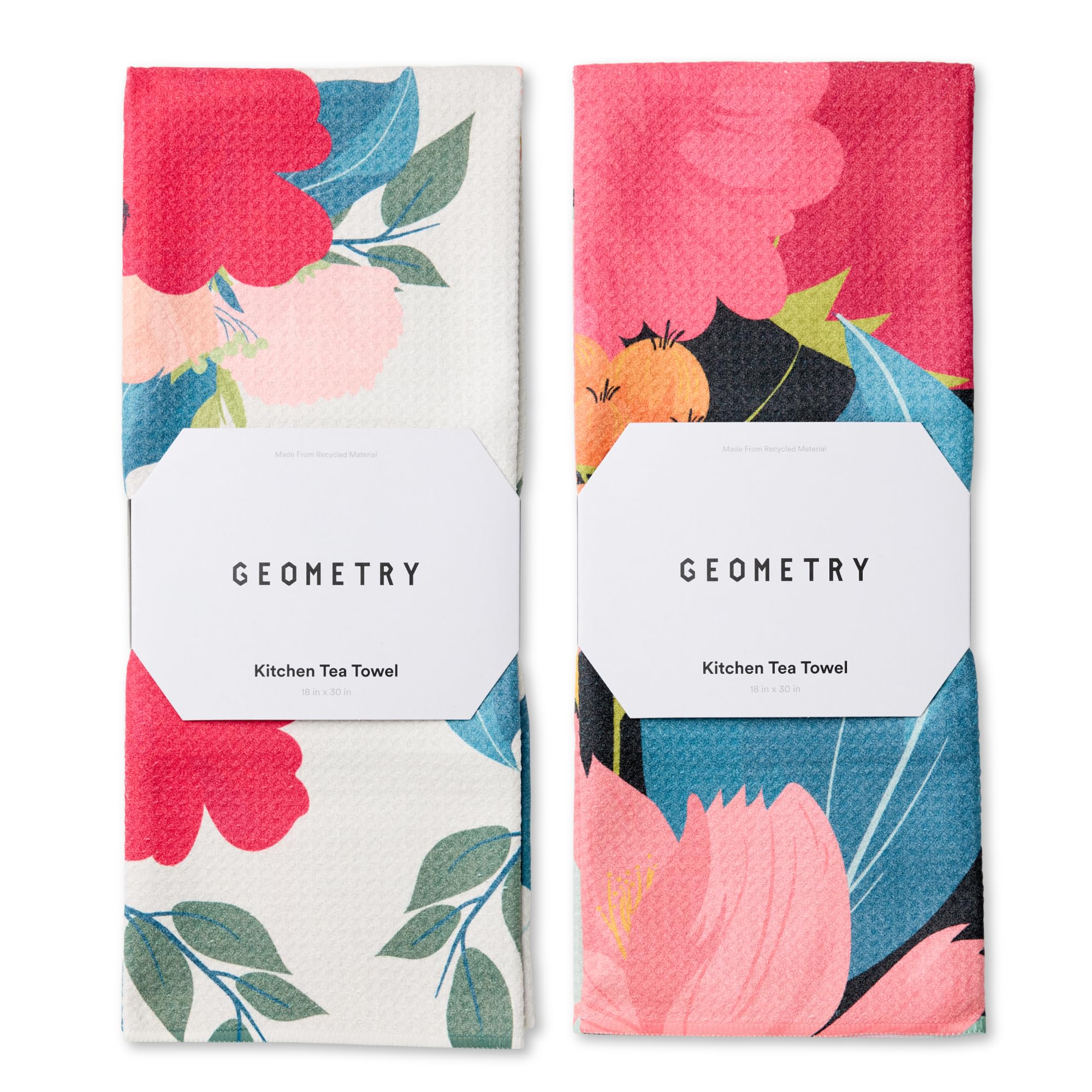 GEOMETRY Kitchen Tea Towels - Quick Dry Microfiber Dish Towels for Kitchen Roses for You, 18" x 30" 2-Pack — image 1
