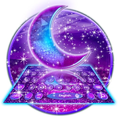Purple Glitter Moon Keyboard Theme