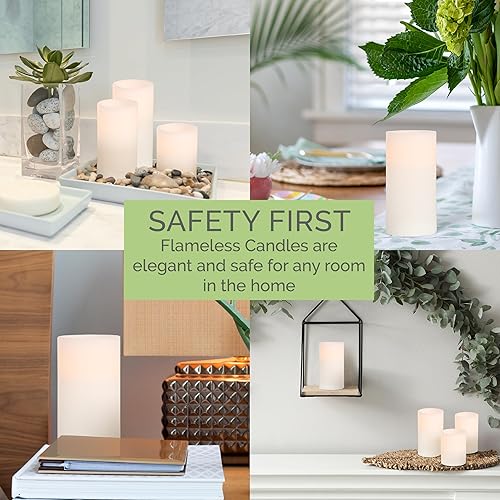 Miniatura 6 de Mikasa Velas sin llama con parte superior ondulada de cera real, exquisitas velas blancas de batería para bodas, decoraciones de Navidad y uso