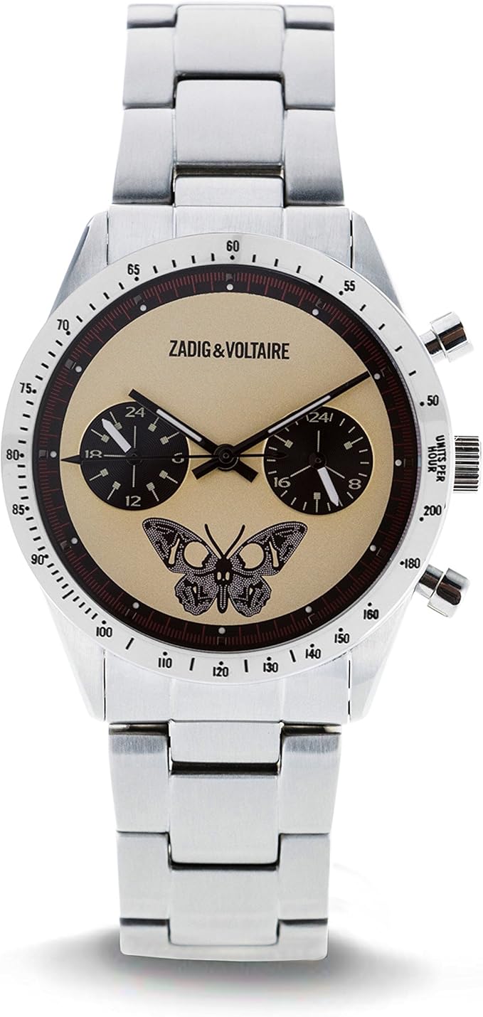 Zadig \u0026 Voltaire Mixte Analogique Montre avec Bracelet en Acier Inoxydable  plaqué ZVM120 : Amazon.fr: Montres