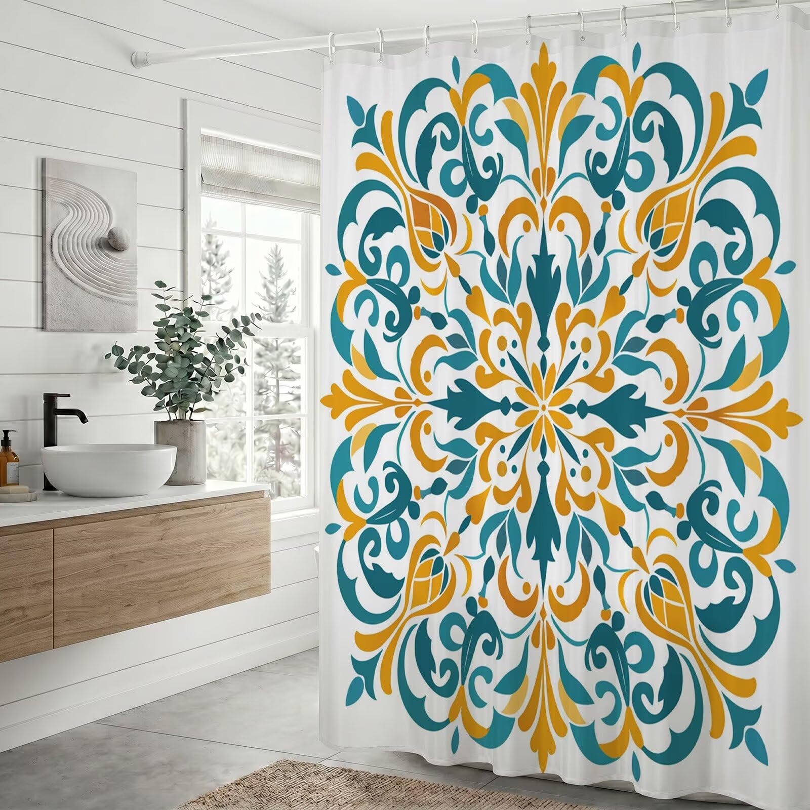 Rideau de douche en tissu polyester de qualité supérieure turquoise imperméable 150x200