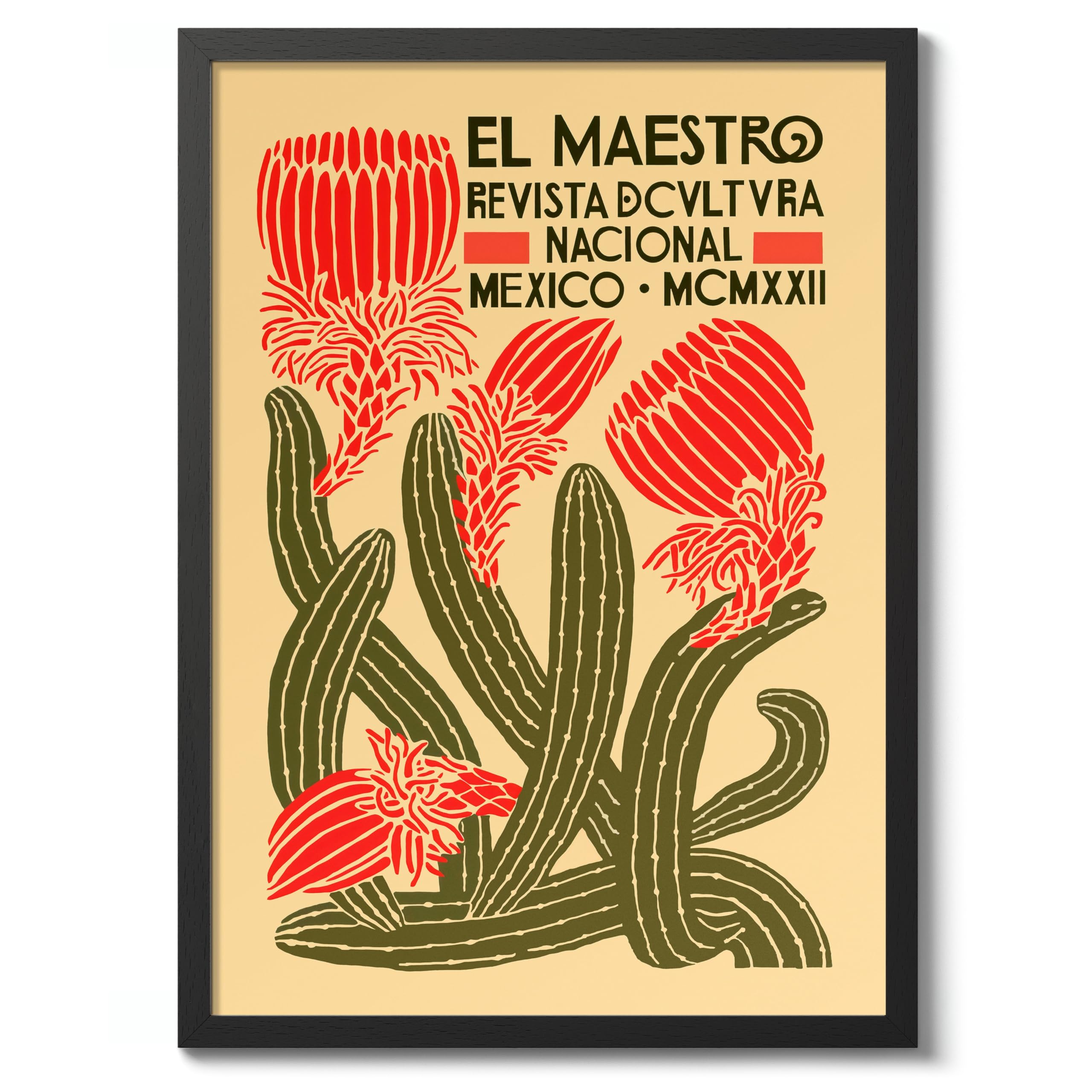 Animato El Maestro, Mexico Vintage Travel Poster, Retro Tourism Print, Popular Attractions Around The World, Postcard Home Decor, Archival Matte, 50x70cm (Black Frame) - 50x70cm