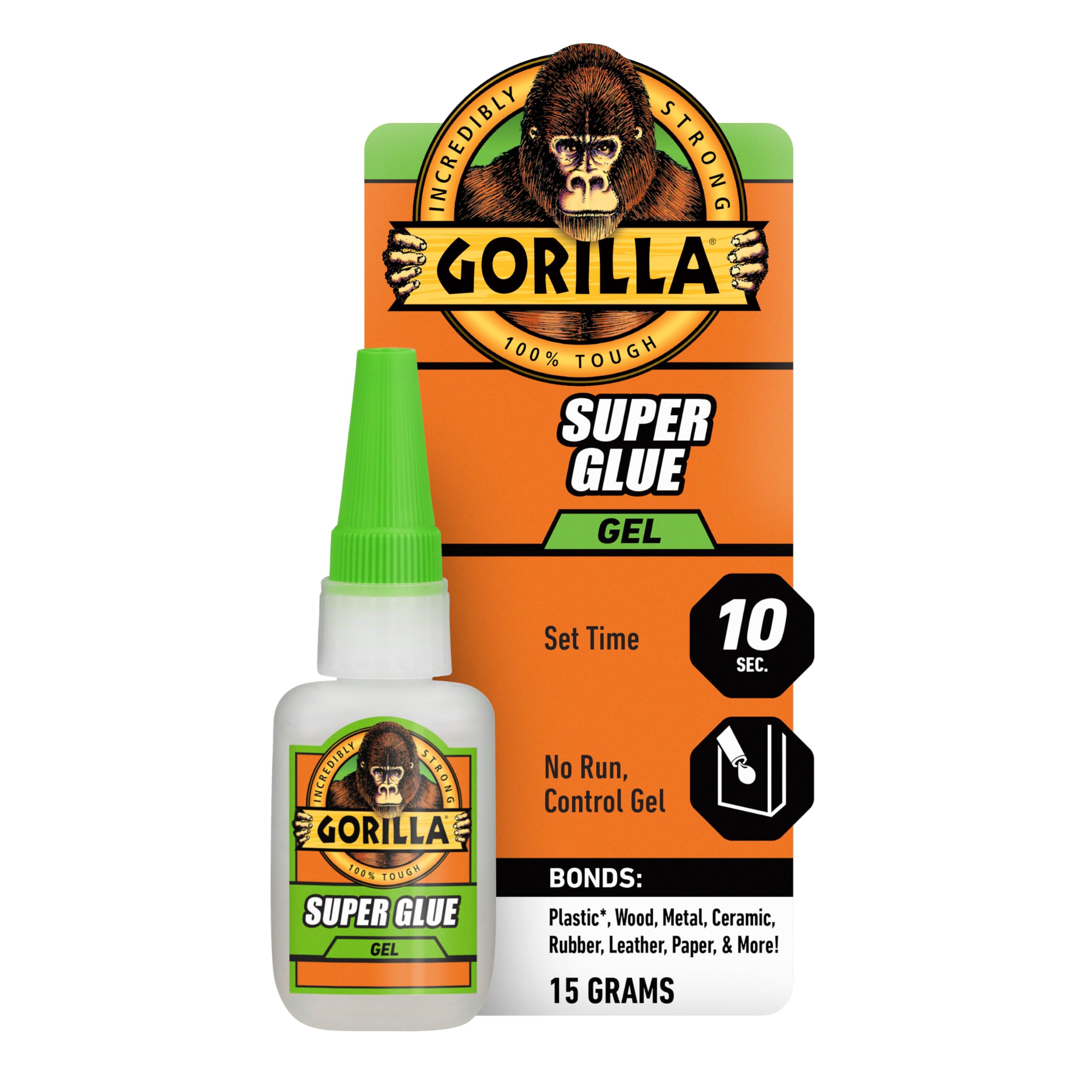 Gorilla Super Glue Gel, Fast-Setting, Thick Formula with Anti-Clog