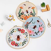 Vista 2 de Santune - Kit de bordado de abeja para principiantes, kits de bordado a mano con patrones de animales e instrucciones