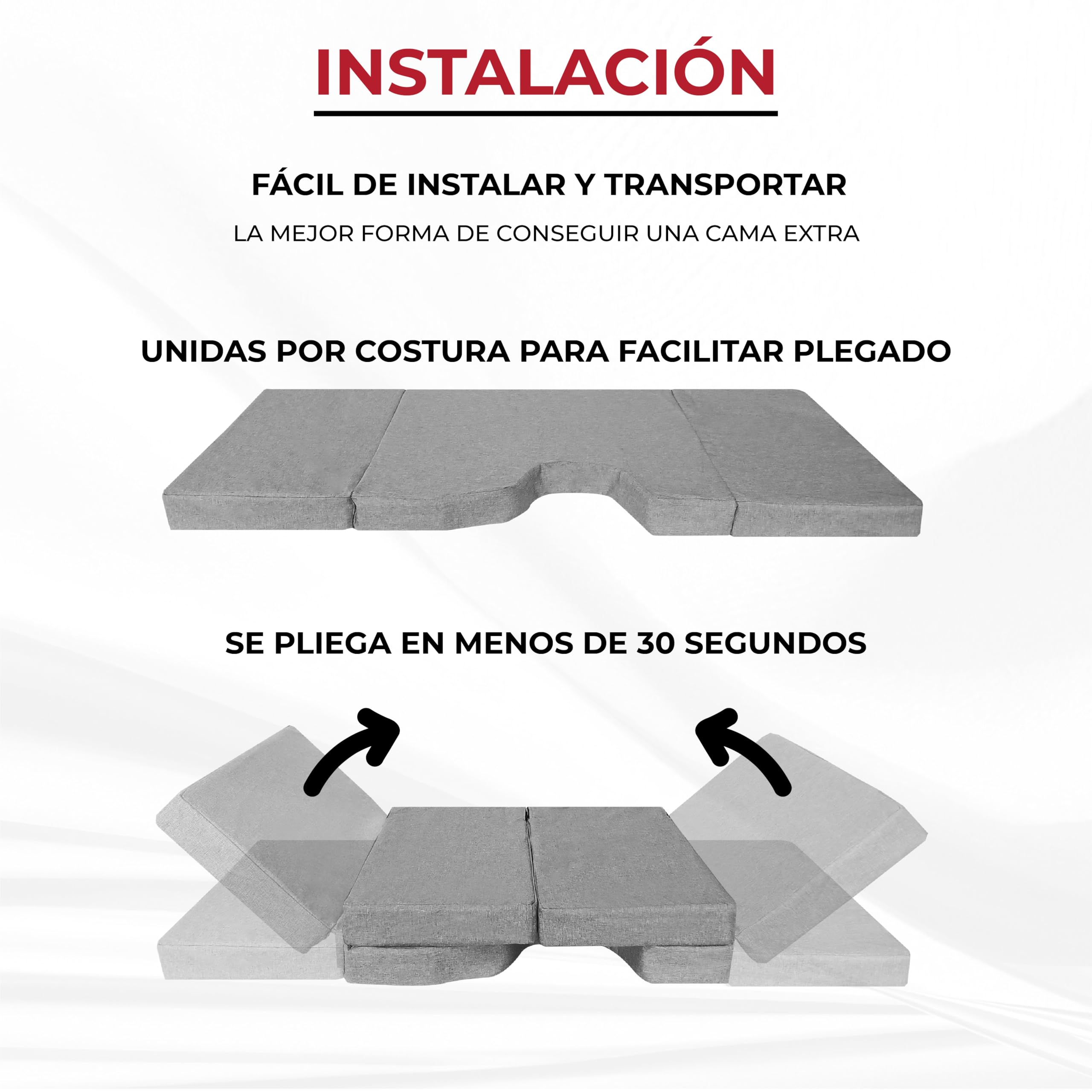 Colchón Plegable Camper para Peugeot Traveller, Citroen Jumpy SpaceTourer, Toyota Proace II (+2016) Cama Delantera Color Gris
