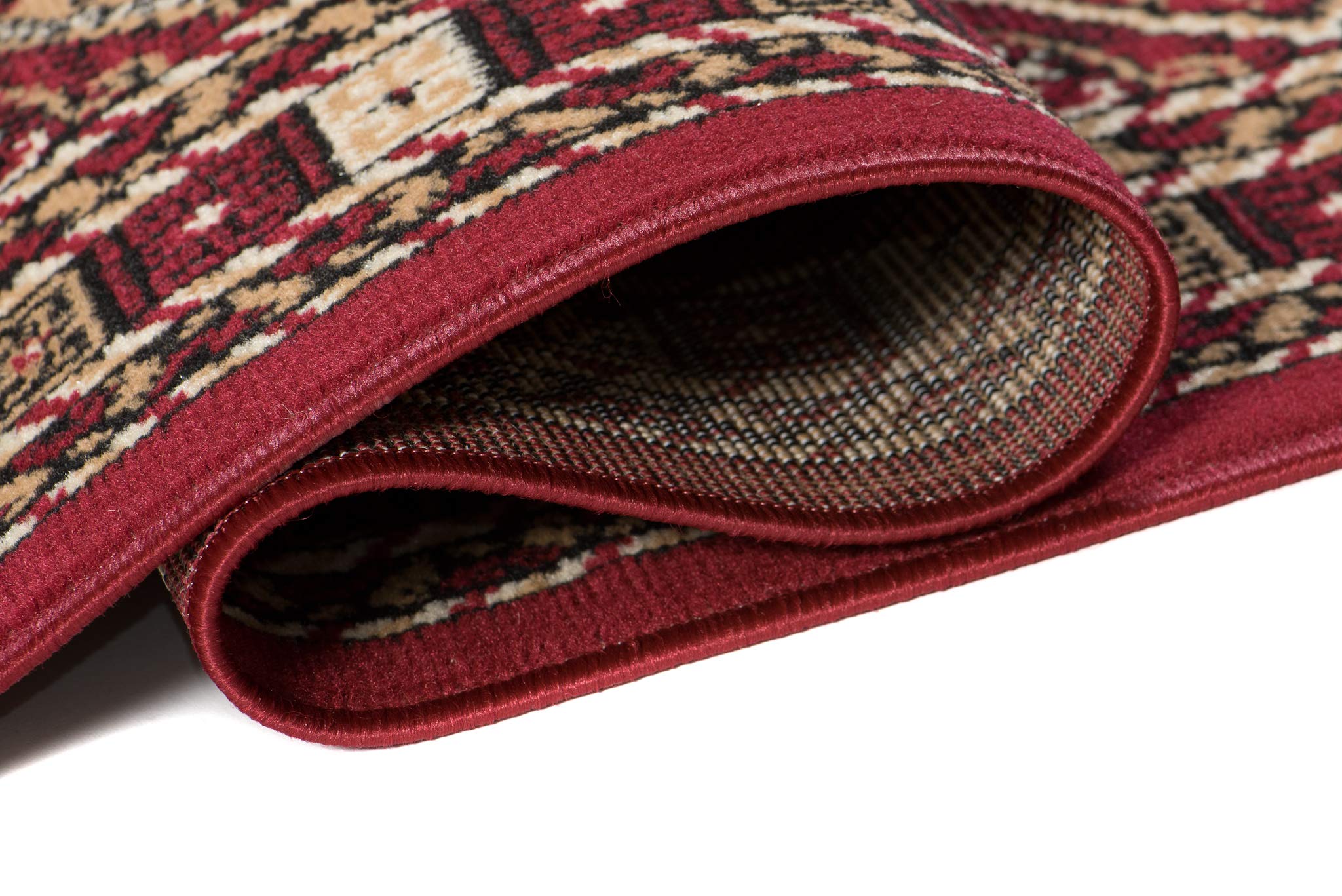Carpeto Rugs Tappeto Orientale Salotto a Pelo Corto Rosso Bordeaux Bordò 140 x 200 cm Classico Persian Design
