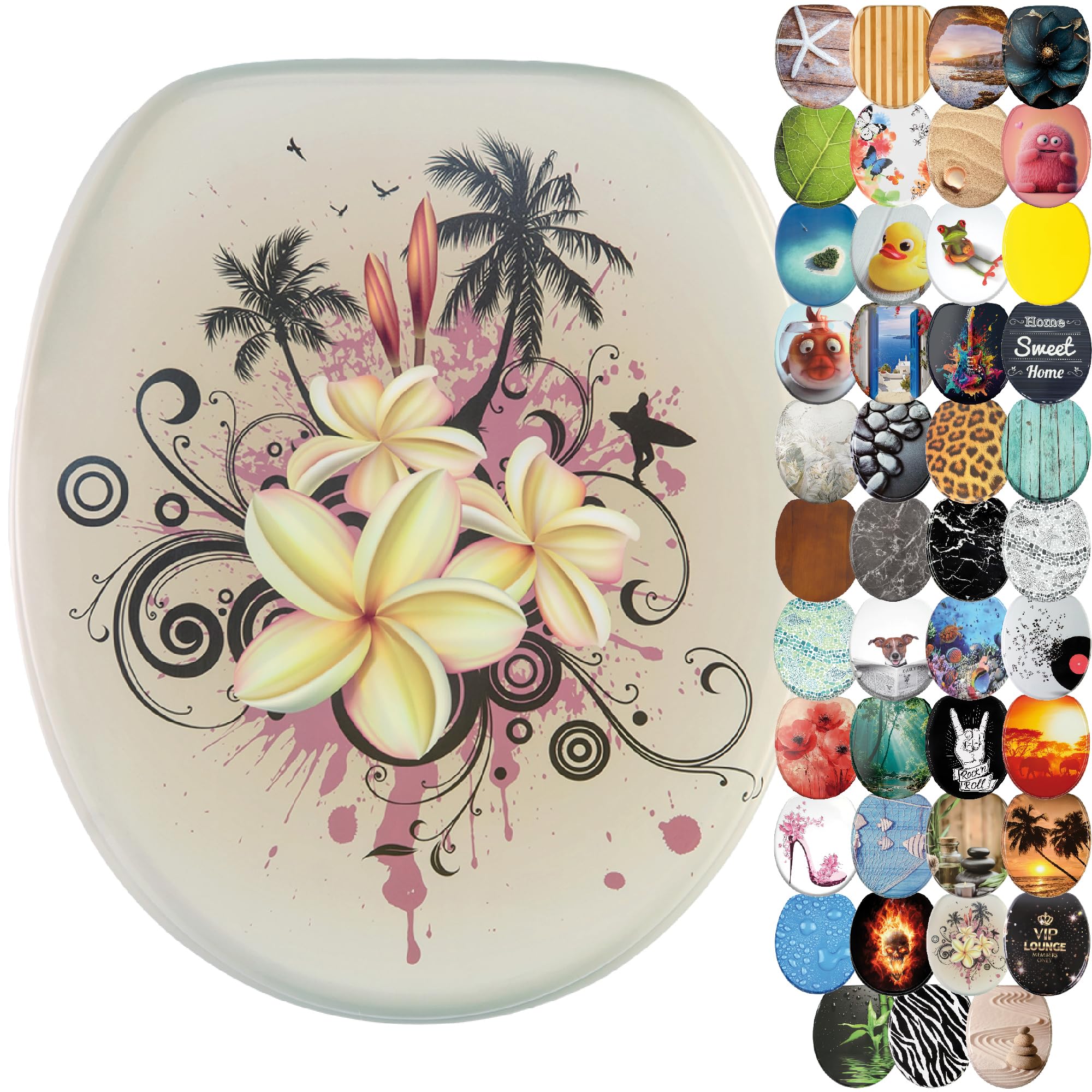 Sanilo Soft Close Toilet Seat, Wide Choice of New Toilet Seats, Stable Hinges, Easy to Mount (Tropical) — image 1