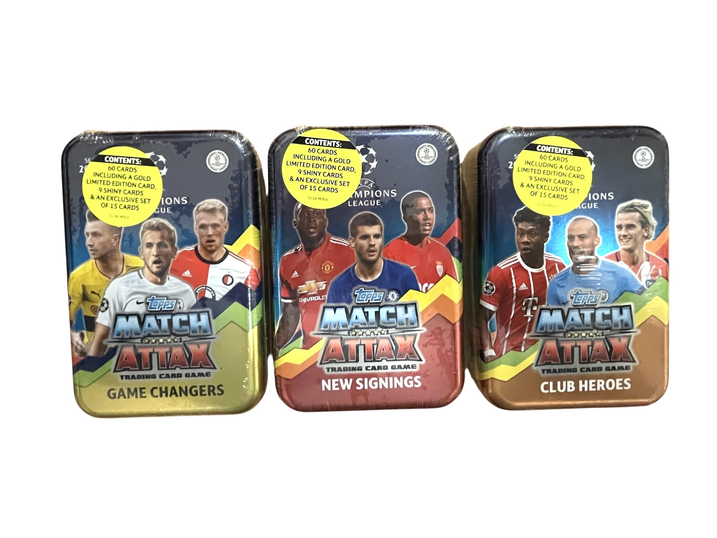 Topps Match Attax Season 2017/18 - Mega Tin with 60 Cards including 1 Gold Limited Edition Card and one 15 pcs limited Set of Cards