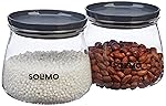Solimo Plastic Storage Jar and Container Set I Air Tight & BPA Free Containers For Kitchen Storage Set I Grocery Kitchen Container Set I Multipurpose Jar, 800 Ml Each, Set 2, Grey